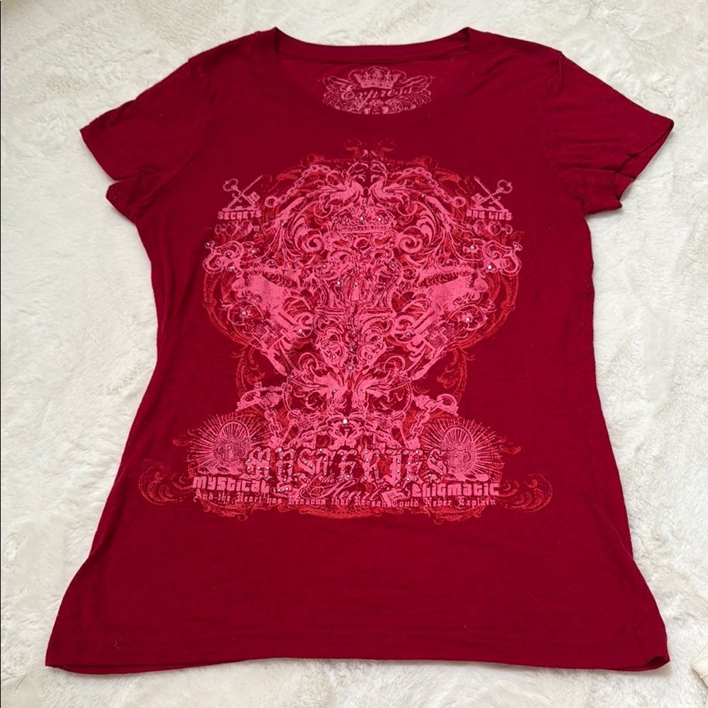 Express Women's Red Graphic Tee